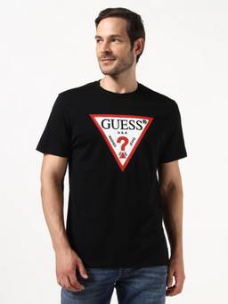 Guess - Men Black Printed Organic Cotton T-Shirt