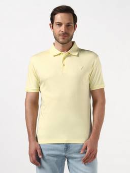 Guess - Men Yellow Solid/Plain Pure Cotton Polo T-Shirt