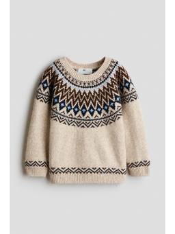 H&M - Boys Beige Jacquard-Knit Jumper
