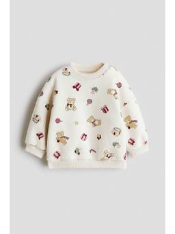 H&M - Girls Off White Printed Sweatshirt