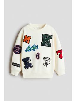 H&M - Boys White Appliqued Brushed-Inside Sweatshirt