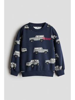 H&M - Boys Navy Blue Printed Sweatshirt