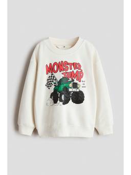 H&M - Boys White Printed Sweatshirt