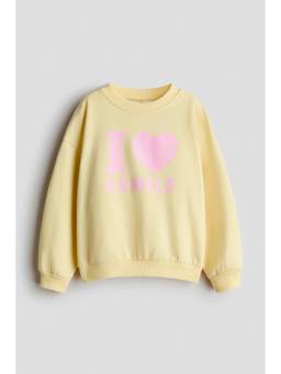 H&M - Girls Yellow Motif-Detail Brushed-Inside Sweatshirt