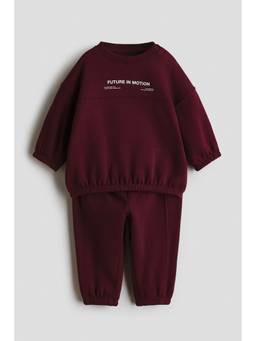 H&M - Boys Maroon 2-Piece Sweatshirt And Joggers
