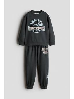 H&M - Boys Grey 2-Piece Printed Sweatshirt And Joggers