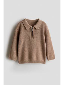 H&M - Boys Beige Cotton-Knit Polo Neck Jumper