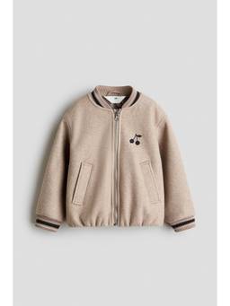 H&M - Girls Beige Felted Baseball Jacket