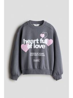 H&M - Girls Grey Printed Sweatshirt