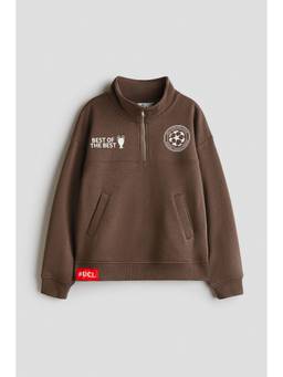 H&M - Boys Brown Printed Zip-Top Sweatshirt