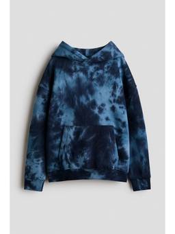 H&M - Boys Blue Printed Brushed-Inside Hoodie