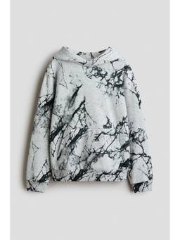 H&M - Boys Grey Printed Brushed-Inside Hoodie
