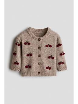 H&M - Girls Brown Appliqued Cardigan
