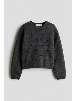 H&M - Girls Grey Appliqued Jumper