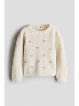 H&M - Girls Beige Appliqued Jumper