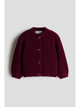 H&M - Girls Red Chenille-Knit Cardigan