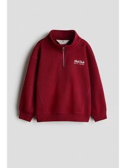 H&M - Boys Red Zip-Top Brushed-Inside Sweatshirt