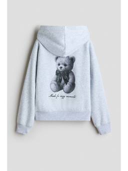 H&M - Girls Grey Motif-Detail Hoodie