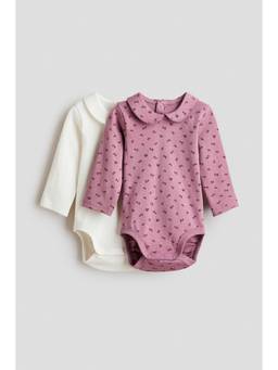 H&M - Girls Multi-Color 2-Pack Collared Bodysuits