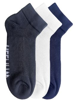 Heelium - Bamboo Quarter Ankle Socks for Men, UK7-11, 3 Pairs, Grey, White, Navy Blue