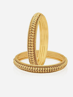 ZENEME - Gold Plated Alloy Intricate Textured Bangles for Women