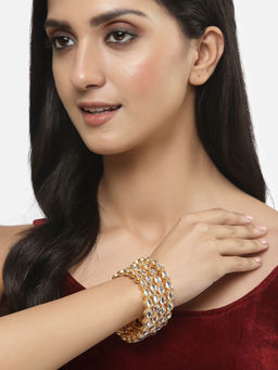 ZENEME - Gold-Plated Kundan Studded Bangles for Women (Pack of 4)