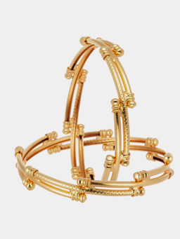 ZENEME - Gold-Plated Intricate Design Brass Bangles for Women