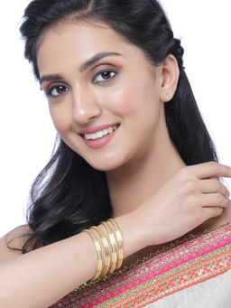 ZENEME - 24 K Gold Plated Beautiful Texture Bangles for Women & Girls (Pack of 4)