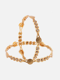 ZENEME - Gold Plated CZ Studded Bangles for Women