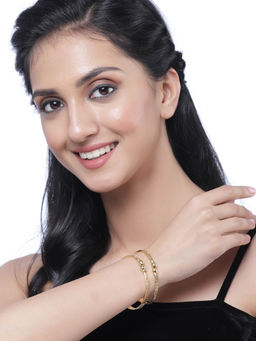 ZENEME - Gold Plated Dual Tone Plated Openable Bangles for Women