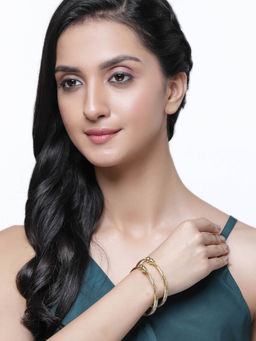 ZENEME - Gold Plated Dual Tone Plated Openable Bangles for Women