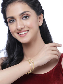 ZENEME - Gold Plated Dual Tone Plated Openable Bangles for Women