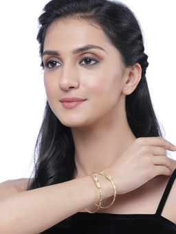 ZENEME - Gold Plated Silver Tone Openable Bangles for Women