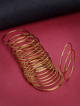 ZENEME - Gold-Plated Oxidised Minimal Bangles for Women (Pack of 24)