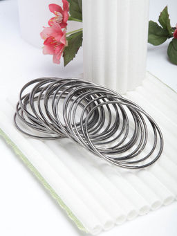 ZENEME - Silver Plated Oxidised Black Toned Bangles for Women (Pack of 24)
