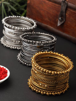 ZENEME - Multi-Color Toned Oxidised Bangles for Women (Set of 60)