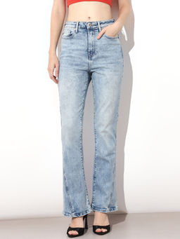 ONLY - Women'S Solid Straight Fit Blue Jeans