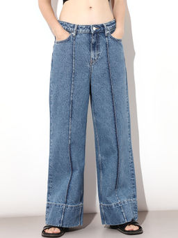 ONLY - Women'S Solid Straight Fit Blue Jeans