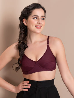 Clovia - Cotton Rich Solid Non-Padded Full Cup Wire Free Everyday Bra - Dark Purple