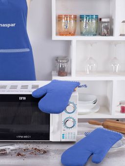 Maspar - Russel Cotton Printed Blue 2Pc Oven Mitt Set