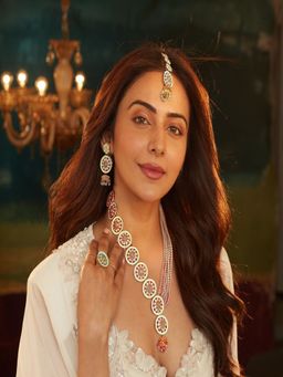 Accessher - Gold Plated Kundan Mint Green Crystal Beads Embedded Traditional Necklace (Set of 4)