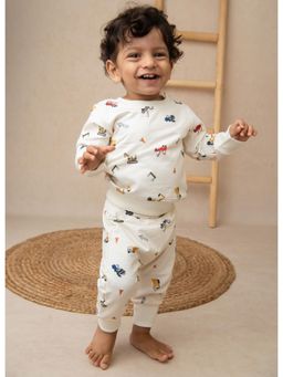 Cot and Candy - White Organic Cotton Construction Sweatshirt