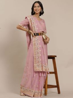 Odette - Mauve Designer Art Silk Saree with Unstitched Blouse
