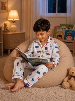 Fancy Fluff - Unisex Pure Cotton Night Suit - Superhero
