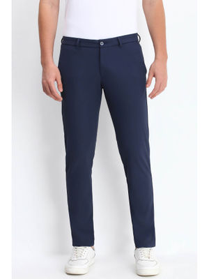 Buy Allen Solly Men Navy Blue Regular Fit Solid Casual Trouser (30) Online