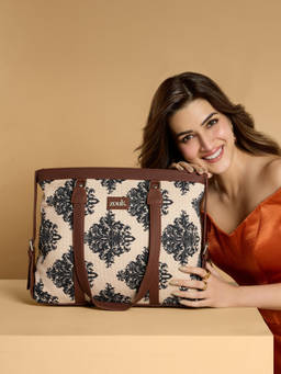 Zouk - Peach Printed Bags for Office for Women for 15.6 Inch Laptop