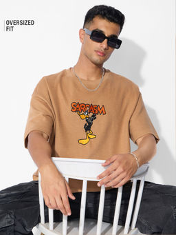 The Souled Store - Official Looney Tunes: Sarcasm Is My Superpower Men Beige Oversized T-shirt