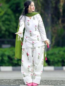 Gahan - Womens Green Cotton Printed Kurta and Pant with Dupatta