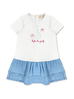 Sophie la Girafe - Baby Girls White Embroidered Logo Dress