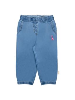 Sophie la Girafe - Baby Girls Blue Solid Mid Waist Joggers